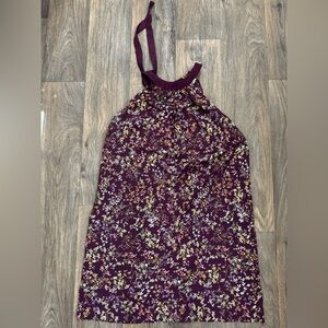 Merona Purple Floral Halter Dress for Spring and Summer with Pockets